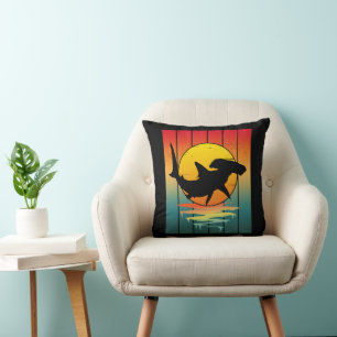 Vintag Sunset Hammerhead Shark Kissen