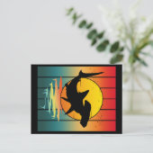 Vintag Sunset Hammerhead Shark Postkarte (Stehend Vorderseite)