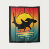 Vintag Sunset Hammerhead Shark Wandteppich (Vorderseite)
