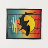 Vintag Sunset Hammerhead Shark Wandteppich (Vorderseite (Horizontal))