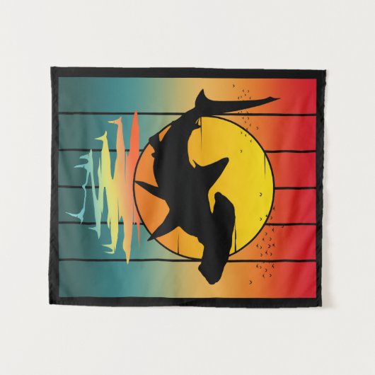 Vintag Sunset Hammerhead Shark Wandteppich (Vorderseite (Horizontal))