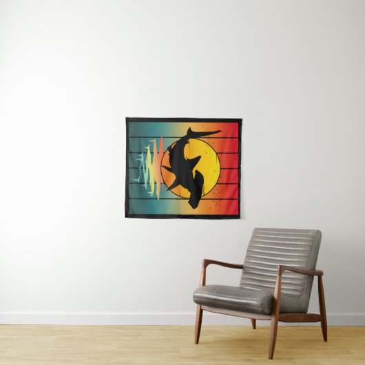 Vintag Sunset Hammerhead Shark Wandteppich (Beispiel (Horizontal))