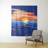 Vintag Sunset | Hintergrund des blauen Gelborangen Wandteppich (Beispiel)