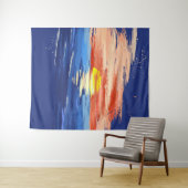 Vintag Sunset | Hintergrund des blauen Gelborangen Wandteppich (Beispiel (Horizontal))