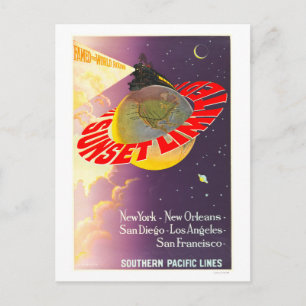 Vintag Sunset Limited Southern Pacific Poster Postkarte