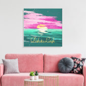 Vintag Sunset | Modernes Abstraktes Aquamarines Gr Leinwanddruck (Insitu (Wohnzimmer))