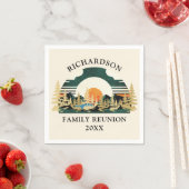 Vintag Sunset Mountains Camping Family Wiedersehen Serviette (Beispiel)