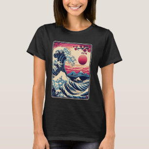Vintag Sunset Nature Lover Japanischer Wave Art Su T-Shirt
