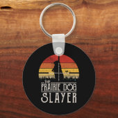 Vintag Sunset Prairie Hunting Prairie Dog Sla Schlüsselanhänger (Vorderseite)