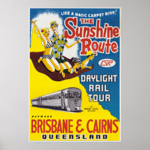 Vintag Sunshine Route Brisbane & Cairns Australien Poster