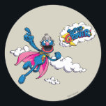 Vintag Super Grover Runder Aufkleber<br><div class="desc">Karo Super Grover in dieser Vintagen Grafik! Dieser Artikel wird für 2 Jahre empfohlen. © 2014 Sesame Workshop. www.sesamestreet.org</div>