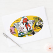 Vintag Super Hero Comic Ovaler Aufkleber (Umschlag)
