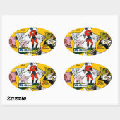 Vintag Super Hero Comic Ovaler Aufkleber (Blatt)