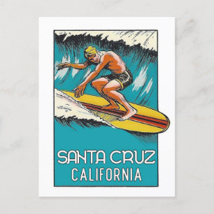 Vintag Surfen Santa Cruz  Postkarte