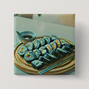 Vintag Sushi Artwork Button