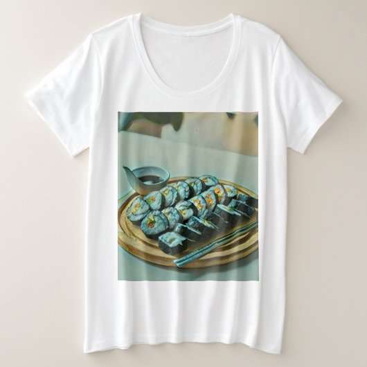 Vintag Sushi Artwork Große Größe T-Shirt (Design vorne)
