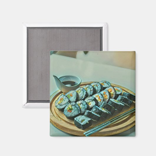 Vintag Sushi Artwork Magnet (Vorderseite/Rückseite)