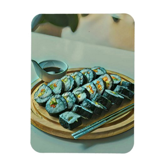 Vintag Sushi Artwork Magnet (Vertikal)