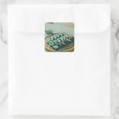 Vintag Sushi Artwork Quadratischer Aufkleber (Tasche)