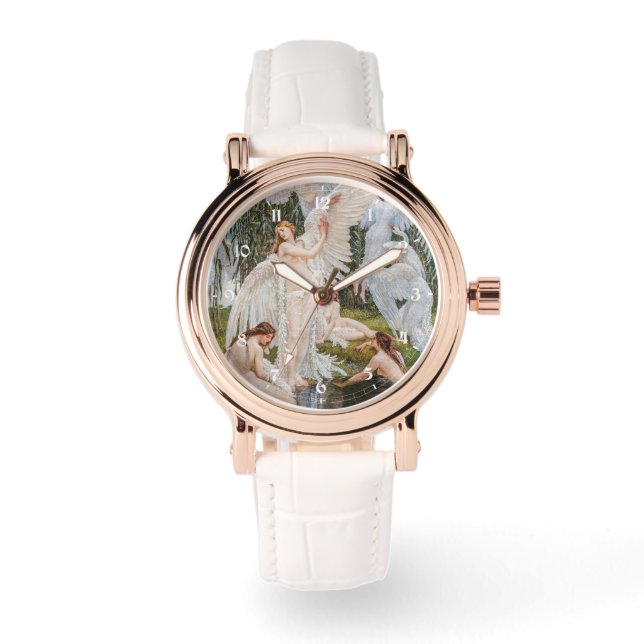 Vintag Swan Girls von W. Crane Armbanduhr (Vorderseite)