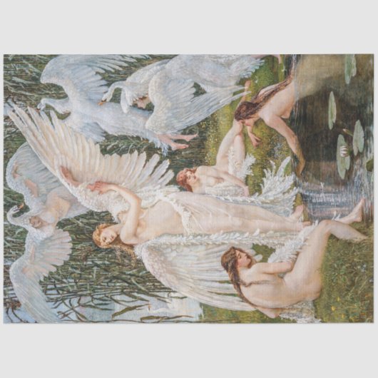 Vintag Swan Girls von W. Crane Seidenpapier (Vorderseite)