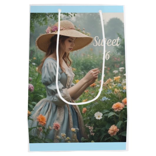 Vintag Sweet 16 Geburtstag Mittlere Geschenktüte (Rückseite)