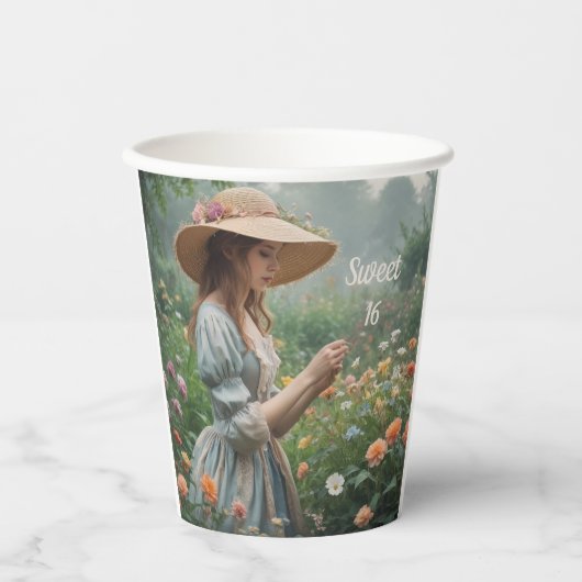 Vintag Sweet 16 Geburtstag Pappbecher (Vorderseite)