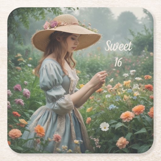Vintag Sweet 16 Geburtstag Rechteckiger Pappuntersetzer (Vorderseite)