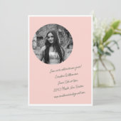 Vintag Sweet Pink Coquette Foto Graduation Party Einladung (Stehend Vorderseite)