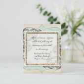 Vintag Swirl Blühe Etchings Blumenhochzeit Begleitkarte (Stehend Vorderseite)