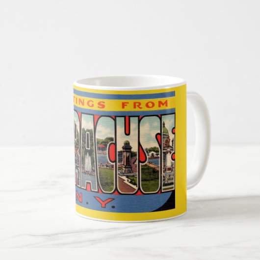 Vintag Syrakus New York Tasse (VorderseiteRechts)