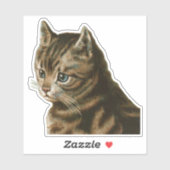 Vintag Tabby Cat Aufkleber (Blatt)