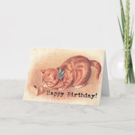 Vintag Tabby Kitty Birthday Karte