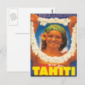 Vintag Tahiti Postkarte (Vorne/Hinten)