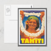 Vintag Tahiti Postkarte (Vorne/Hinten)