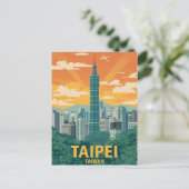 Vintag Taipei Taiwan Reiseplakat Postkarte (Stehend Vorderseite)