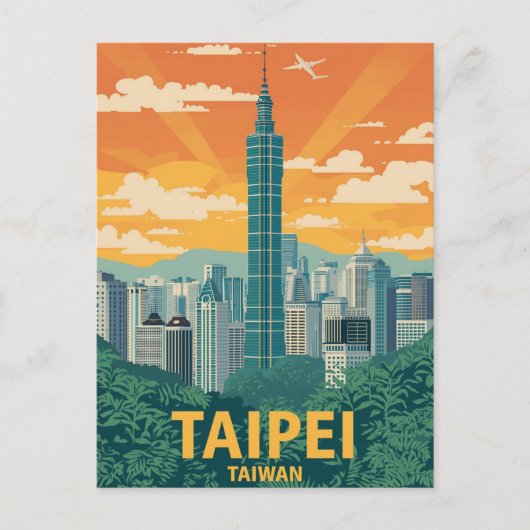 Vintag Taipei Taiwan Reiseplakat Postkarte (Vorderseite)