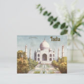 Vintag Taj Mahal Agra Indien Postkarte (Stehend Vorderseite)