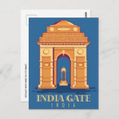 Vintag Taj Mahal, Indien; Wasserfarbenretro Postkarte (Vorne/Hinten)