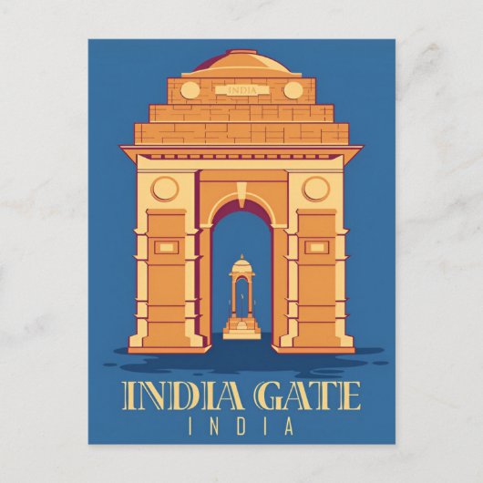 Vintag Taj Mahal, Indien; Wasserfarbenretro Postkarte (Vorderseite)