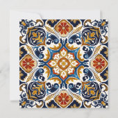 Vintag Talavera Azulejo Blauen Fliesen Hochzeit Einladung (Rückseite)