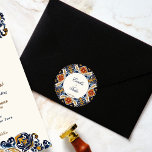 Vintag Talavera Azulejo Blauen Fliesen Hochzeit Runder Aufkleber<br><div class="desc">Vintag Talavera Azulejo Meditera blauen Fliesen Hochzeitsklebstoff Monogramm bedruckte Aufkleber für Braut- und Bräutigamen Umschlag Aufkleber</div>