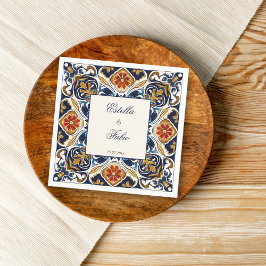 Vintag Talavera Azulejo Blauen Fliesen Hochzeit Serviette