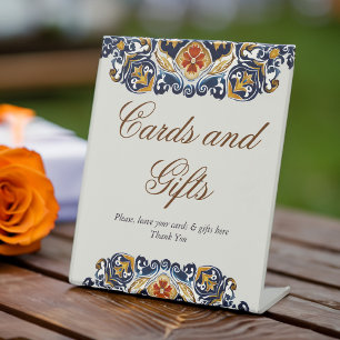 Vintag Talavera Azulejo Blauen Fliesen Hochzeit Sockelschild