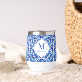 Vintag Talavera Azulejo blauen Fliesen mit Monogra