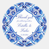 Vintag Talavera Azulejo Gastgeschenk Hochzeit Runder Aufkleber (Vorderseite)