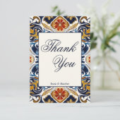 Vintag Talavera Azulejo Hochzeit Dankeskarte (Stehend Vorderseite)