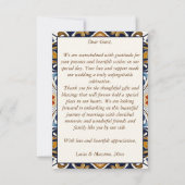 Vintag Talavera Azulejo Hochzeit Dankeskarte (Rückseite)