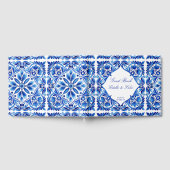 Vintag Talavera Azulejo Hochzeit mit blauen Kachel Gästebuch (Voll)