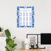 Vintag Talavera blauen Fliesen Hochzeitssitzplan Poster (Heimbüro)